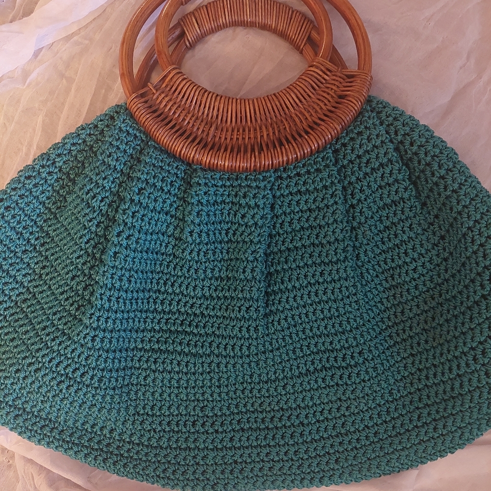 Neiman Marcus Wicker Crocheted Handbag Purse